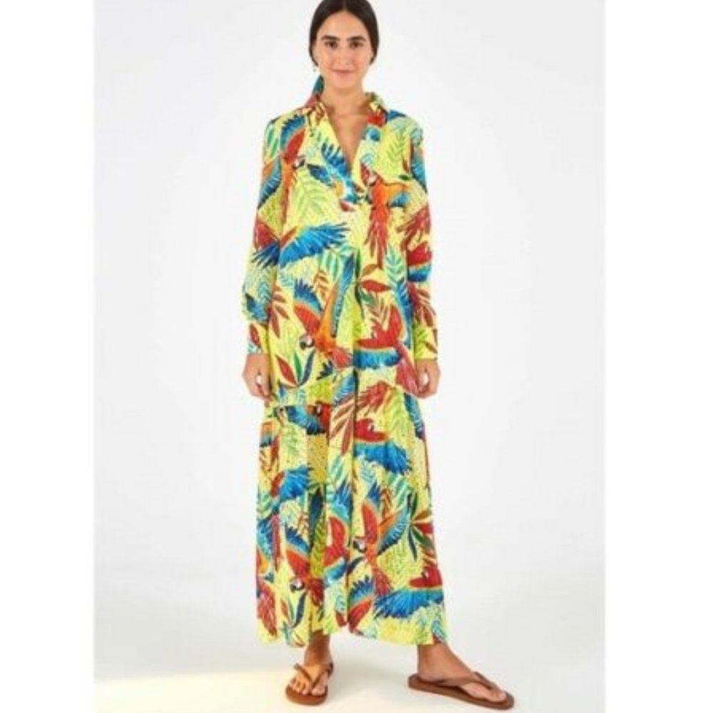 Farm Rio Macaw Leaf Maxi Dress size S NWT